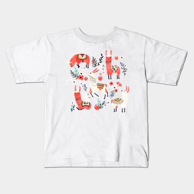 Llama Kids T-Shirt by Lidiebug